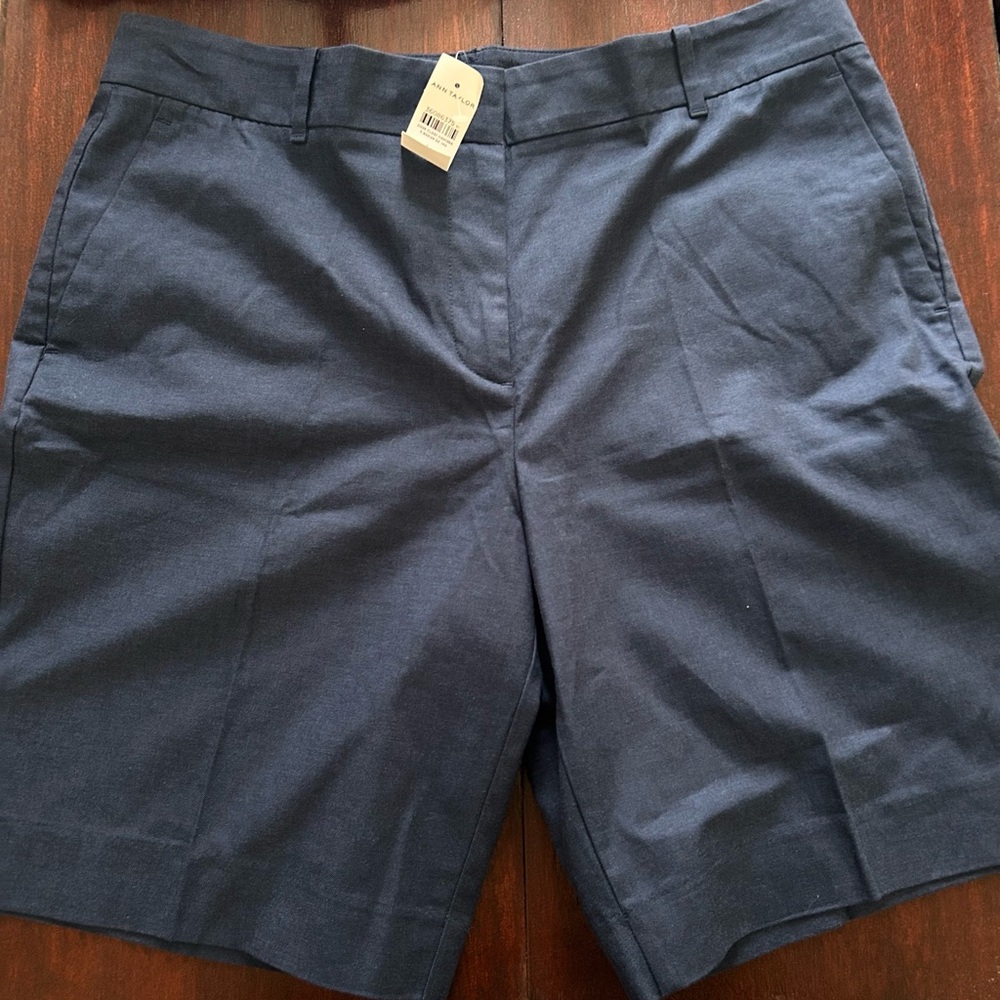 Ann Taylor Navy Tailored Bermuda Shorts